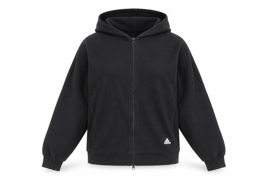 Adidas Women's Black Full Zip Hoodie Size 12 Cotton Blend