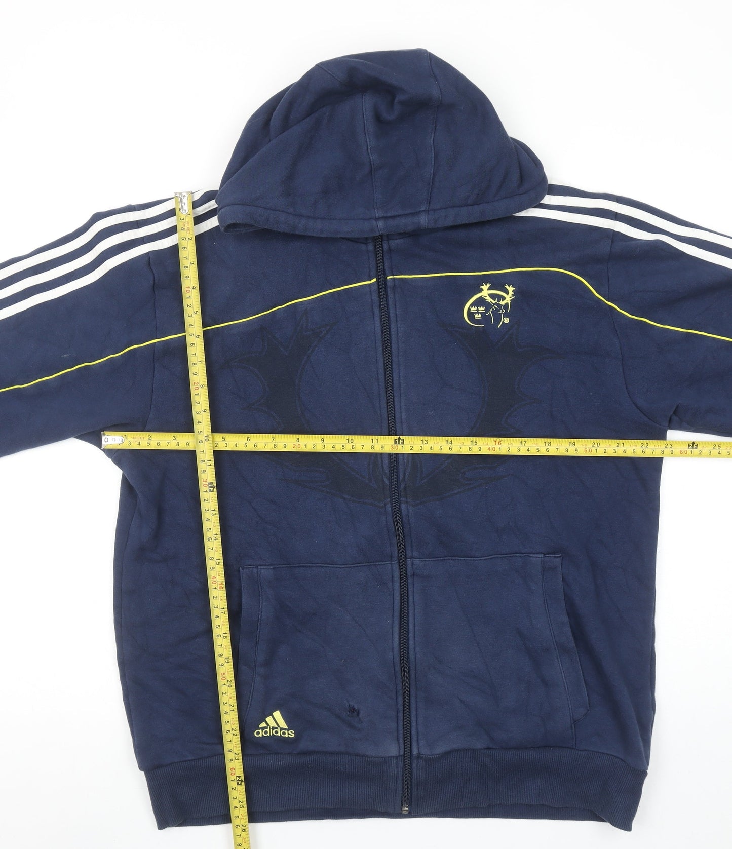 Adidas Mens Blue Full Zip Hoodie L Sports Logo Jacket