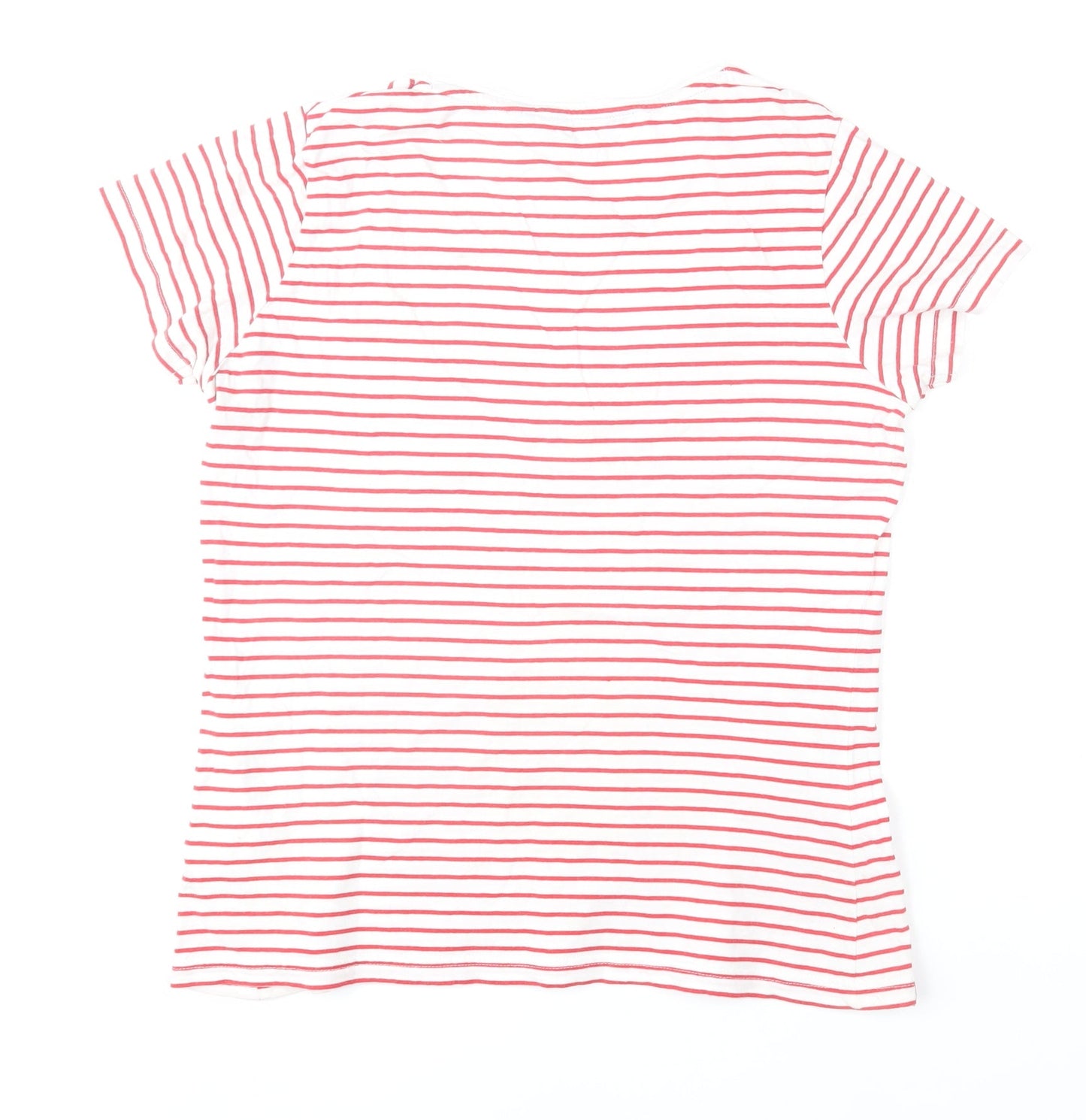 Regatta Womens White Red Striped Cotton T-Shirt Size 12