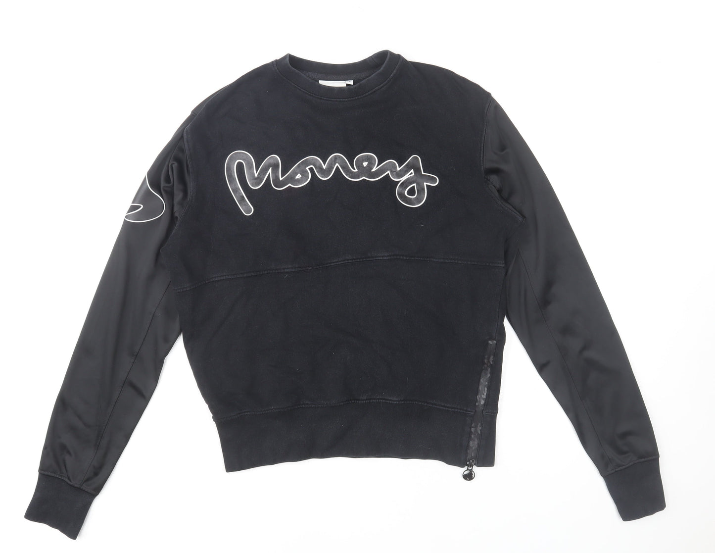 Money Black Cotton Pullover Sweatshirt Women Small Graphic Logo