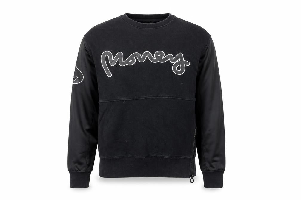 Money Black Cotton Pullover Sweatshirt Women Small Graphic Logo