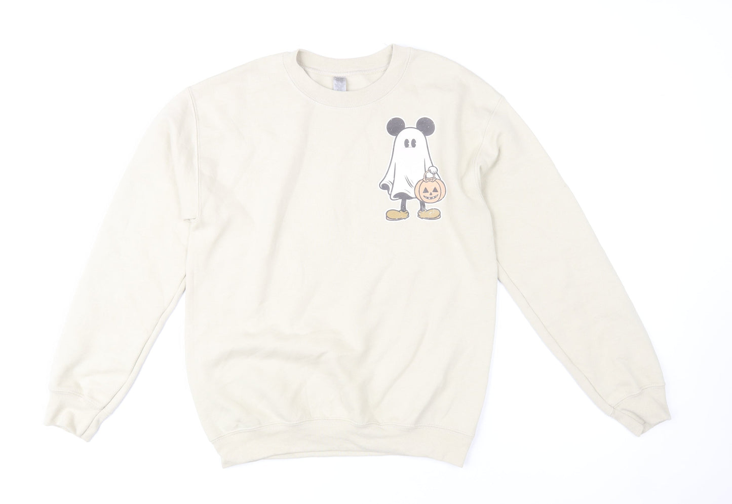 Disney Women Beige Halloween Mickey Mouse Sweatshirt Small
