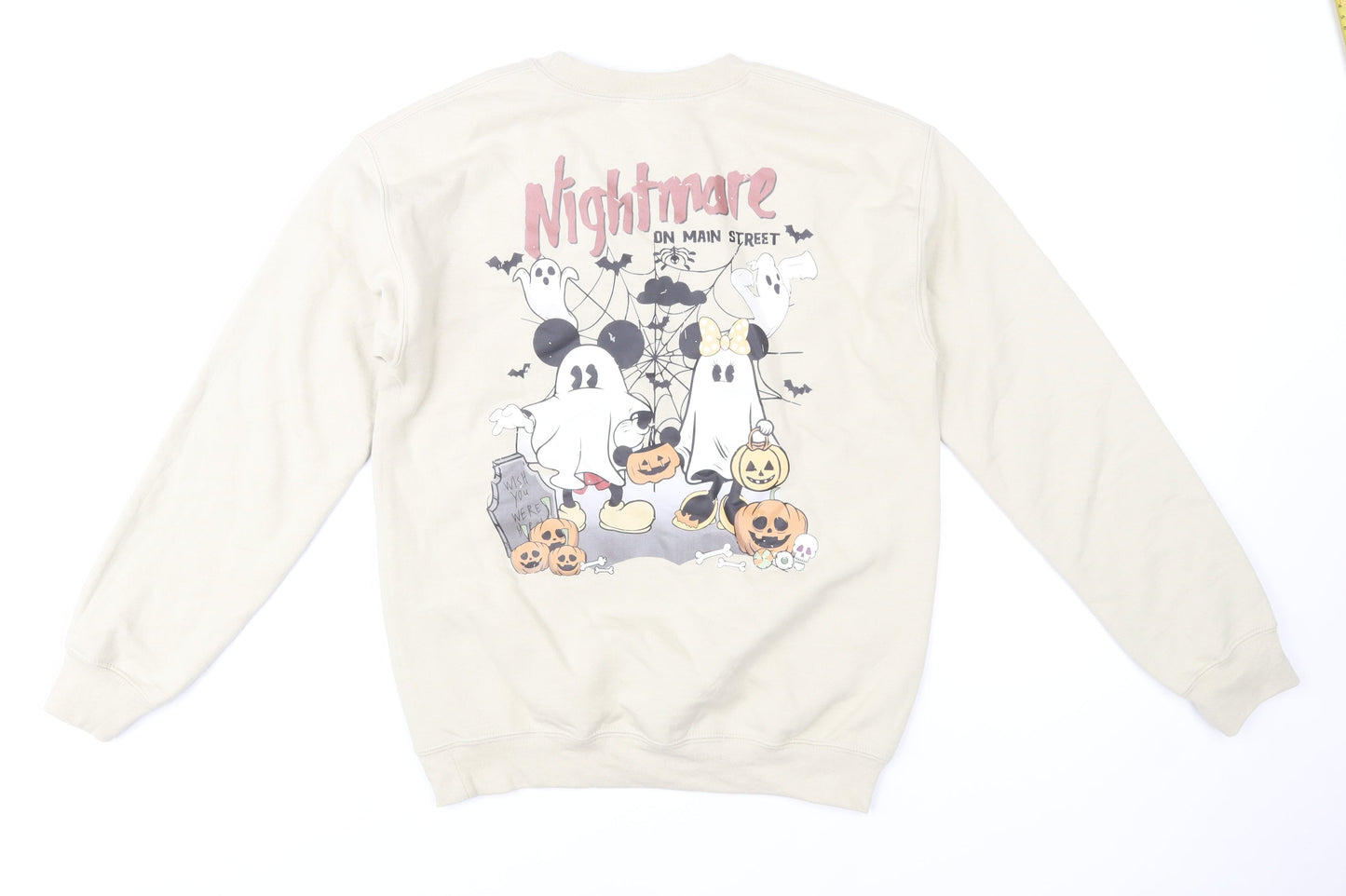 Disney Women Beige Halloween Mickey Mouse Sweatshirt Small