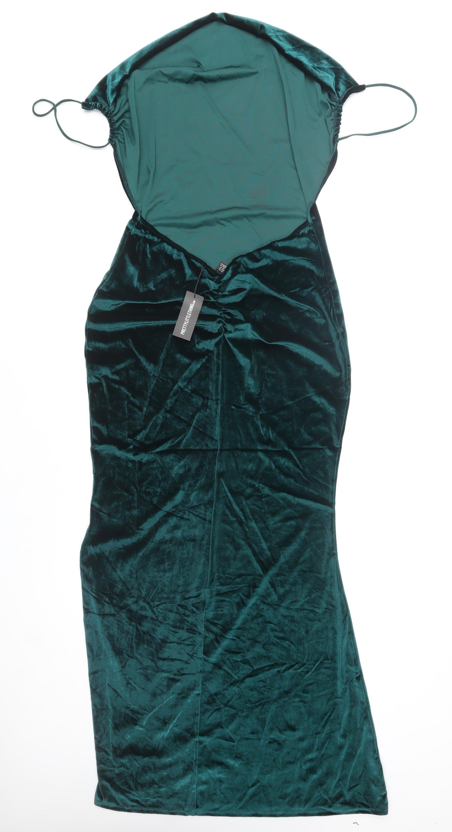 PrettyLittleThing Women’s Green Velvet Long Slip Dress Size 14