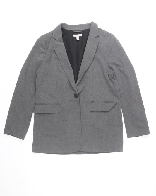 H&M Men’s Grey Blazer Jacket Size M Regular Fit Polyester Mix