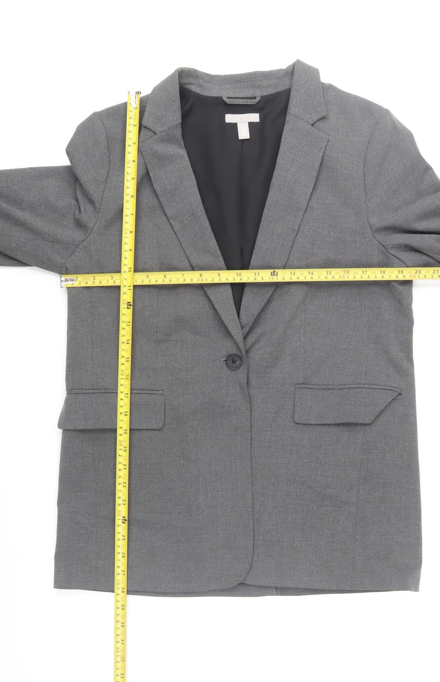 H&M Men’s Grey Blazer Jacket Size M Regular Fit Polyester Mix