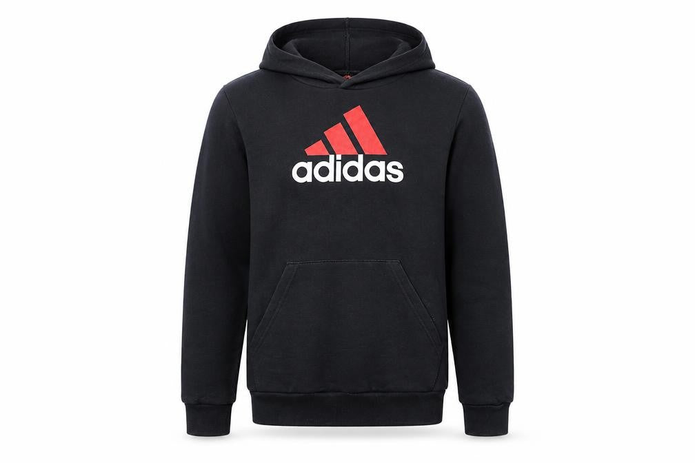 Adidas Boys Black Pullover Hoodie 13-14 Years Cotton Blend Sport Style