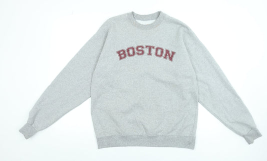 Hanes EcoSmart Grey Boston Sweatshirt Womens Medium Cotton Blend