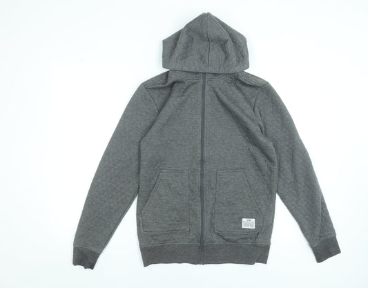 Jack & Jones Men's Grey Full Zip Hoodie Size S Polyester Knit