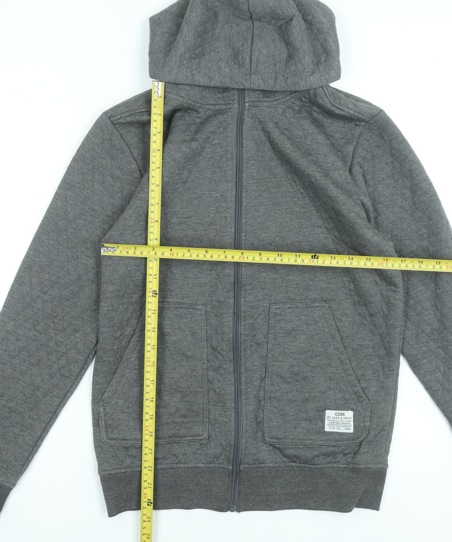 Jack & Jones Men's Grey Full Zip Hoodie Size S Polyester Knit