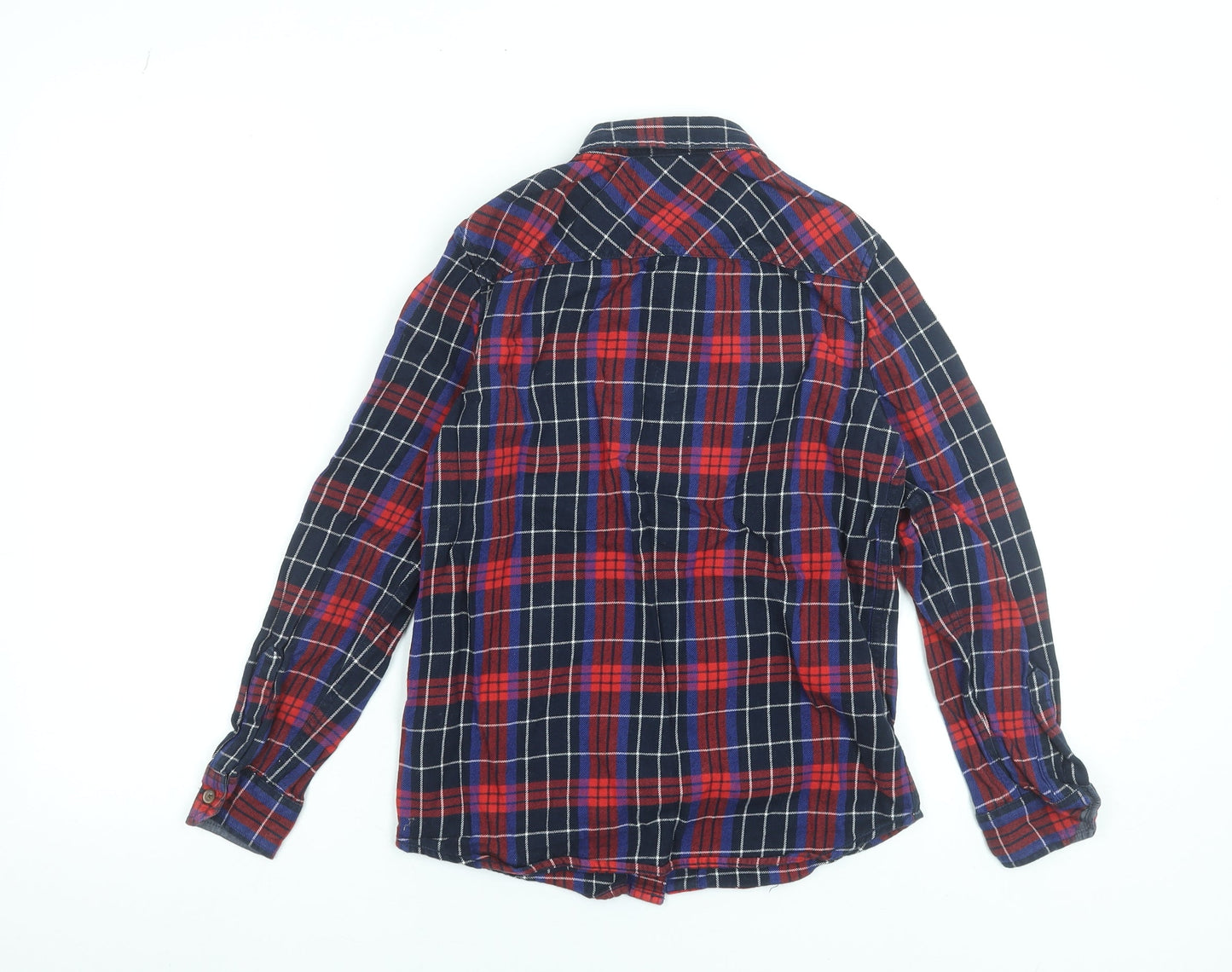 Marks and Spencer Boys Red Blue Check Long Sleeve Button-Up Shirt 11-12 Years
