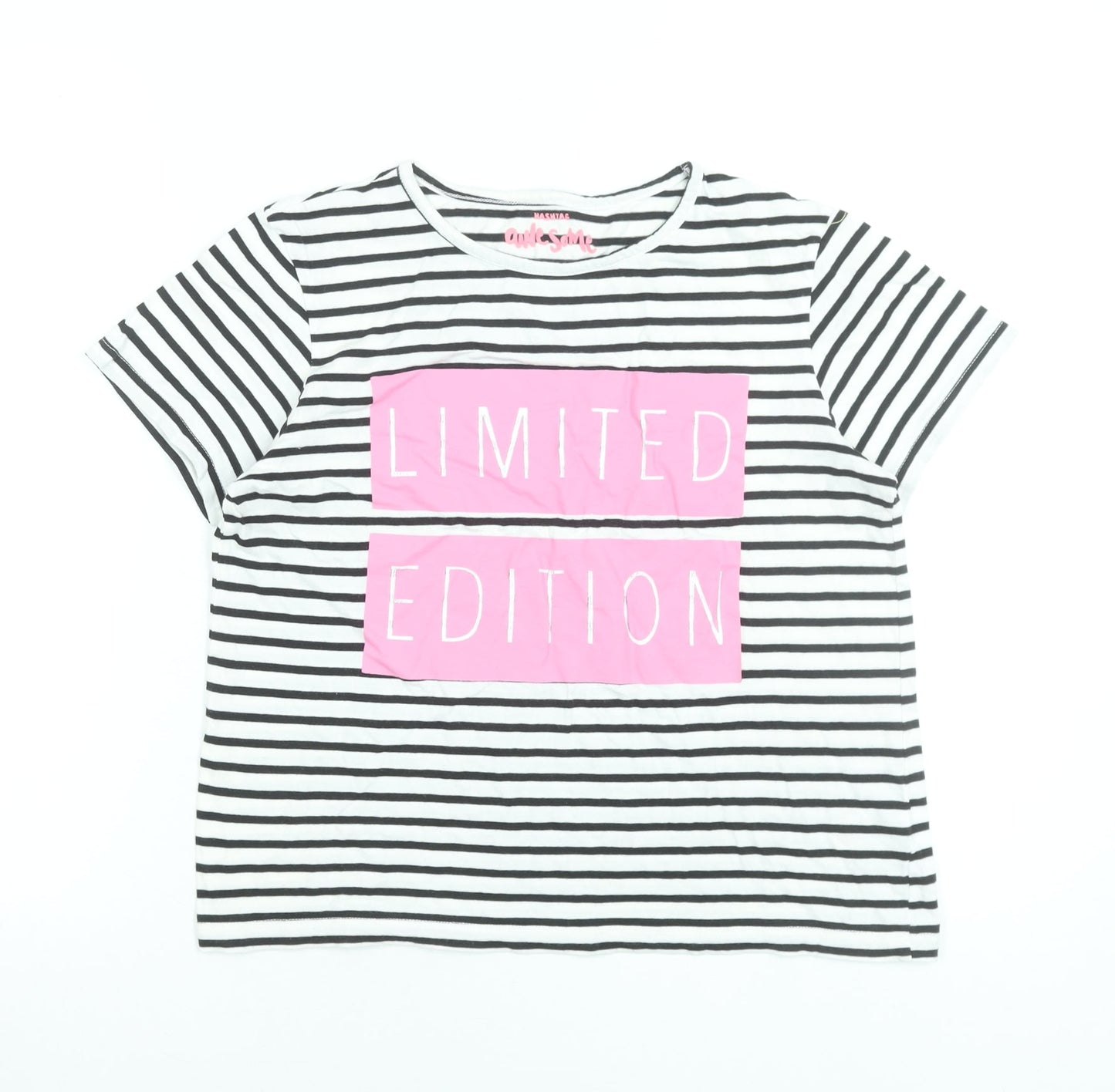 St. Bernard Girls Black Striped Limited Edition Cotton T-Shirt 12-13 Years