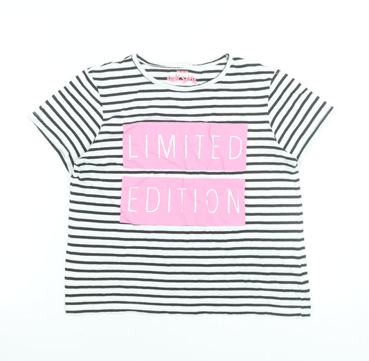 St. Bernard Girls Black Striped Limited Edition Cotton T-Shirt 12-13 Years