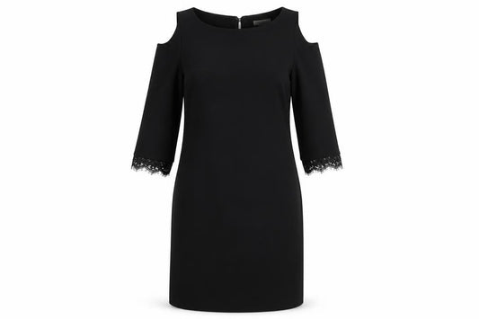 Monsoon Women Black Size 12 Cold Shoulder Lace Sheath Dress
