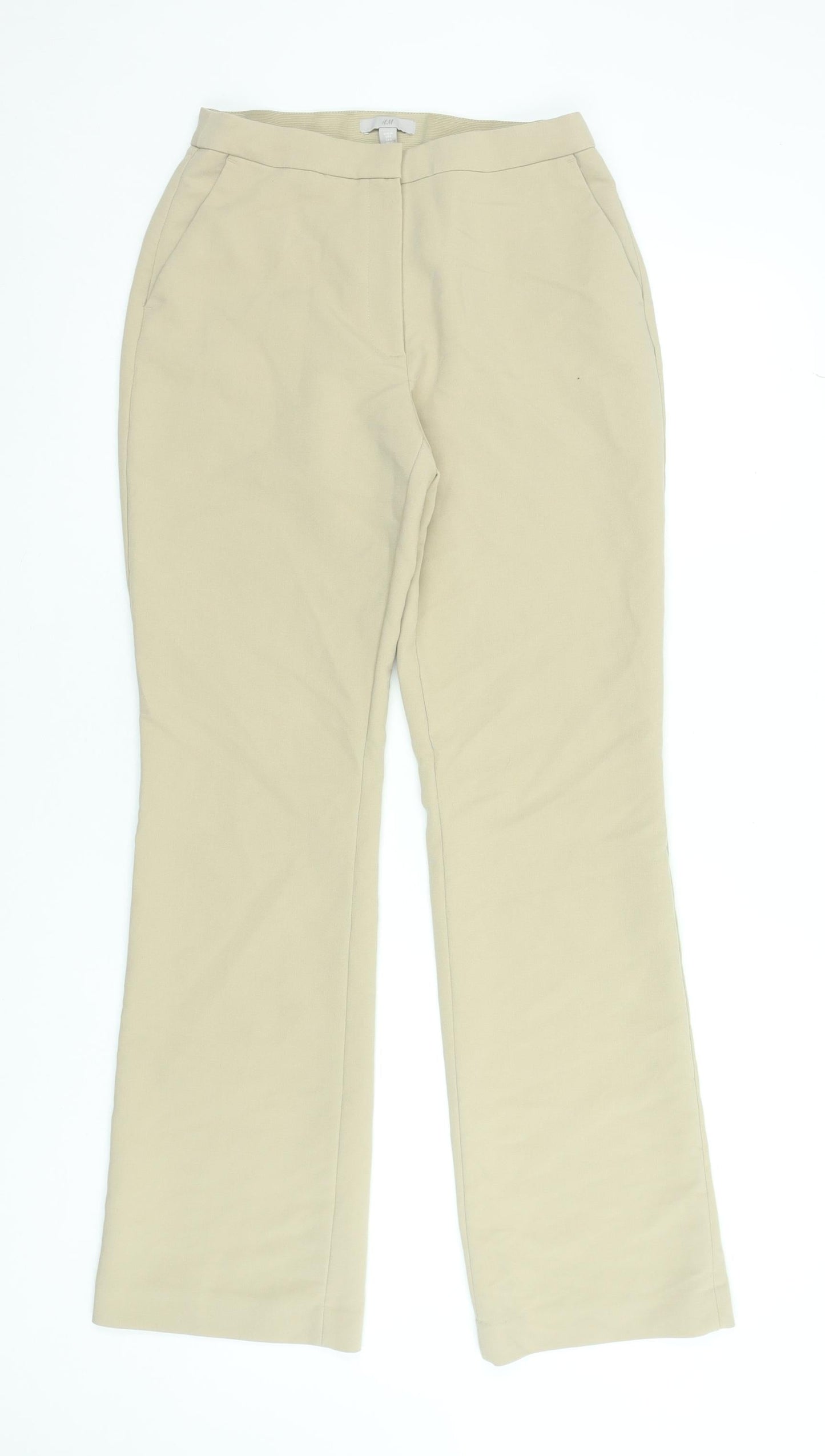 H&M Women’s Beige Chino Trousers Size 12 Regular Fit Stretch