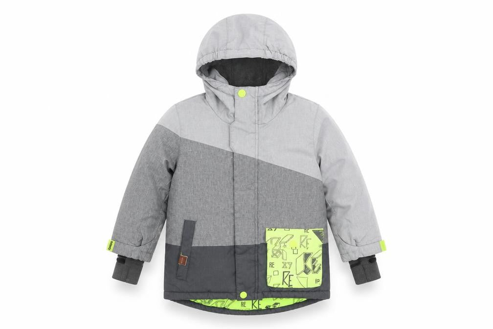 Reserved Boys Grey Colourblock Hooded Winter Puffer Jacket Size 5 Years