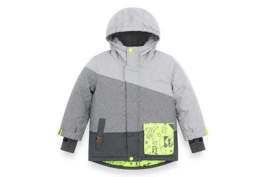 Reserved Boys Grey Colourblock Hooded Winter Puffer Jacket Size 5 Years