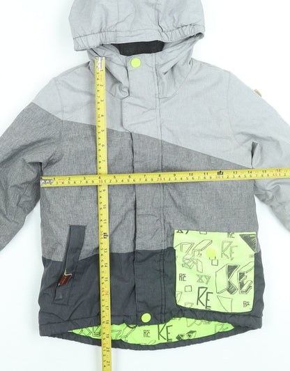 RESERVED Boys Grey Colourblock Hooded Winter Puffer Jacket Size 5 Years