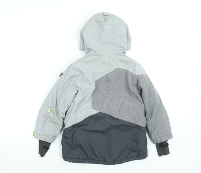 RESERVED Boys Grey Colourblock Hooded Winter Puffer Jacket Size 5 Years