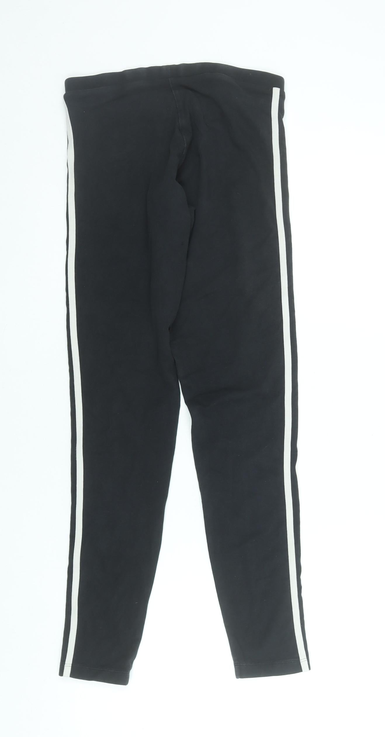 Adidas Womens Black Ankle Leggings Size 8 Cotton Stretch