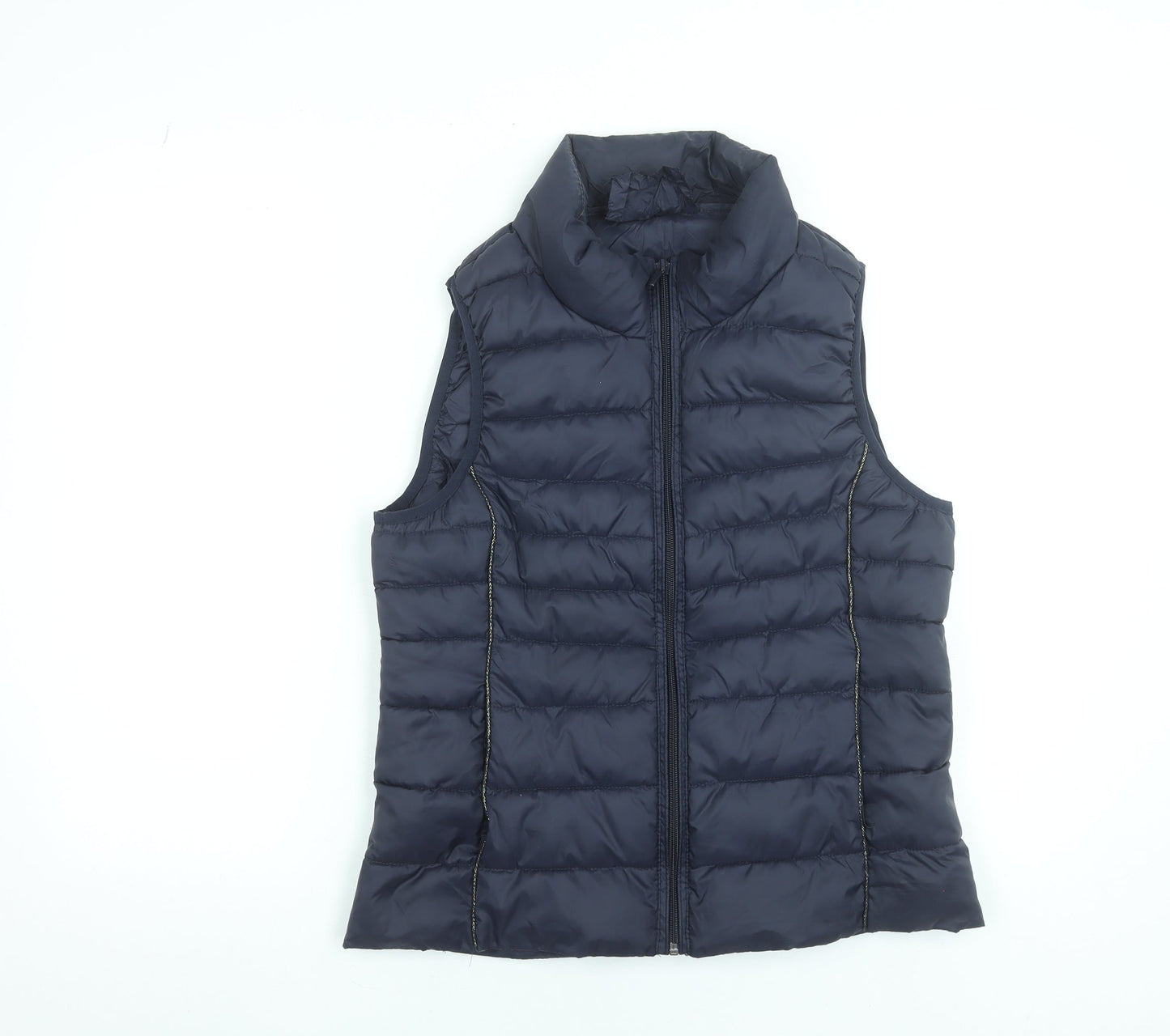 ONLY Womens Blue Puffer Waistcoat Gilet Size M Quilted Zip Lightweight