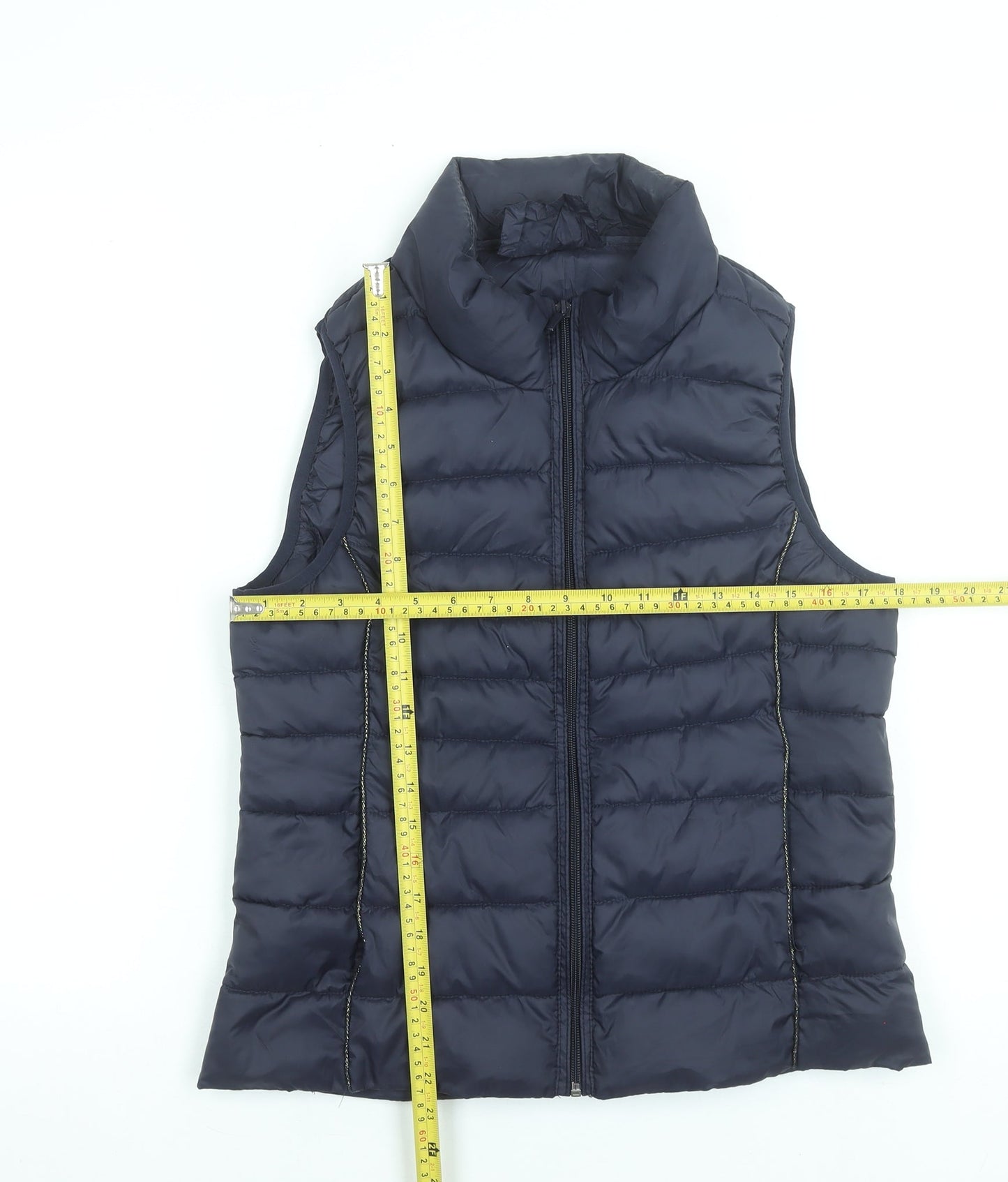 ONLY Womens Blue Puffer Waistcoat Gilet Size M Quilted Zip Lightweight