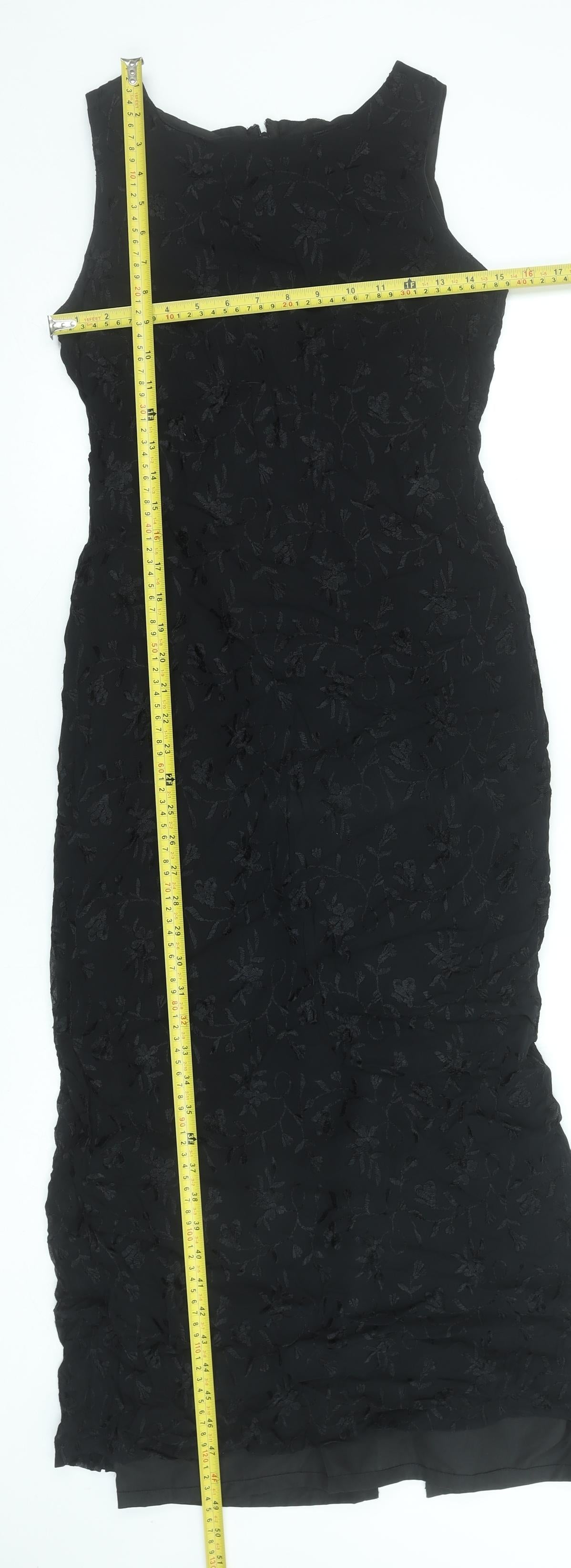 Richards Women's Black Sleeveless Floral Sheath Knee Length Dress Size 10