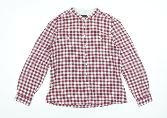 Musto Womens Red Check Cotton Long Sleeve Button-Up Shirt Size 16