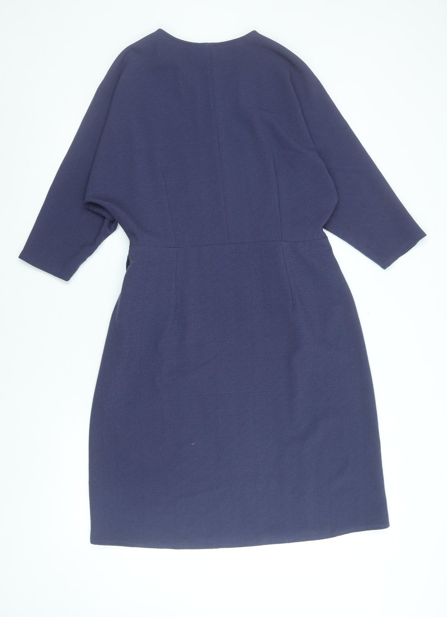 Topshop Women’s Blue Wrap Dress UK 16 Knee Length 3/4 Sleeve