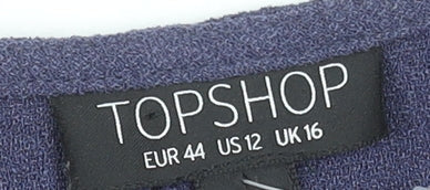 Topshop Women’s Blue Wrap Dress UK 16 Knee Length 3/4 Sleeve