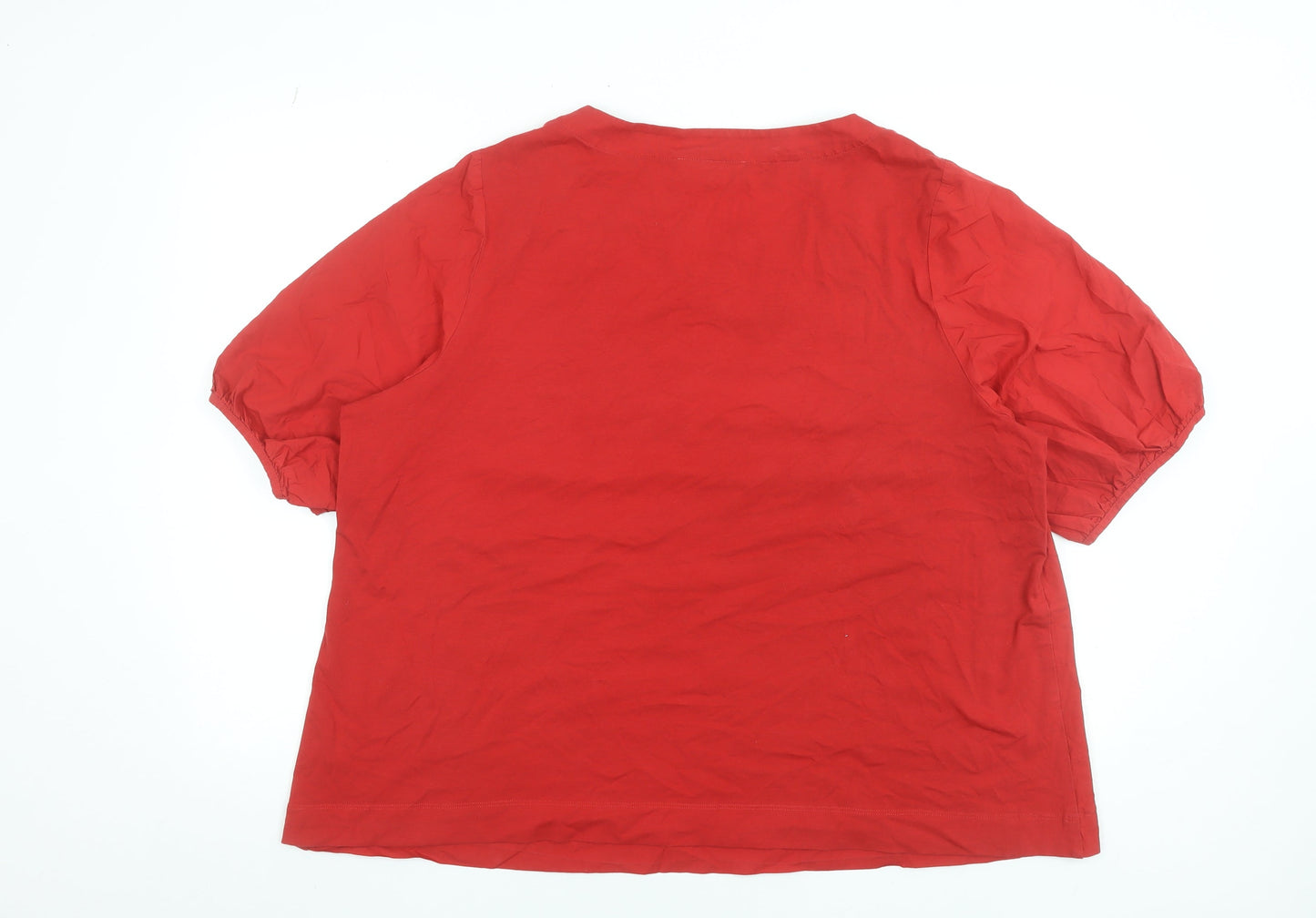 Carolyn Donnelly Women's Red Cotton Short Sleeve Basic Blouse XL