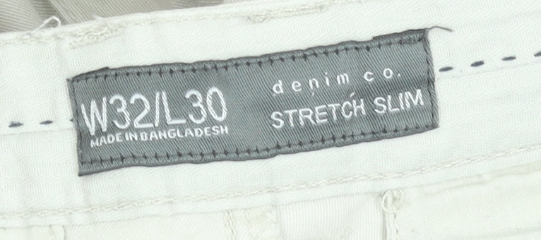 Denim Co Men Beige Slim Fit Chino Trousers W32 L30