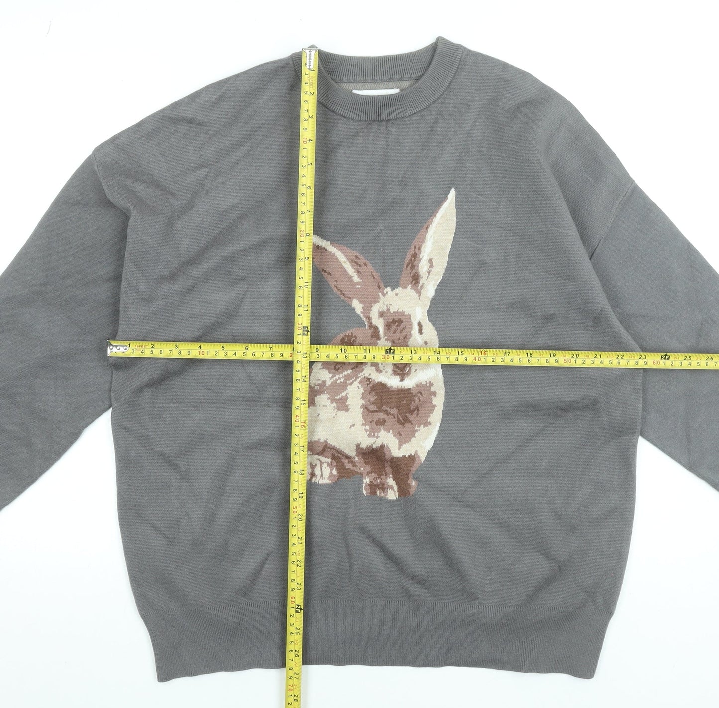 Urban Revivo Womens Grey Bunny Animal Knit Pullover Jumper Size 16