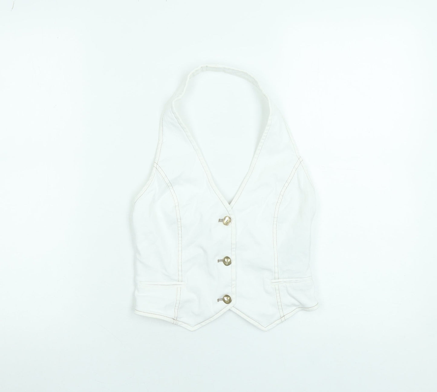ZARA Women White Halter Button Camisole Blouse Size S
