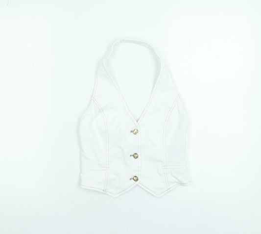 ZARA Women White Halter Button Camisole Blouse Size S