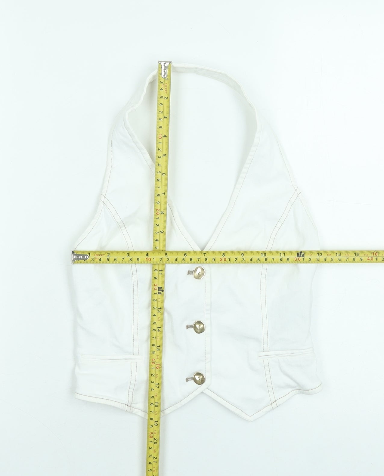 ZARA Women White Halter Button Camisole Blouse Size S