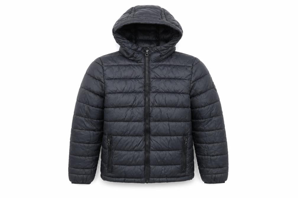 SoulCal & Co Boys Black Hooded Puffer Jacket 7-8 Years Quilted Zip Coat