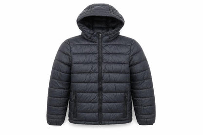 SoulCal Boys Black Hooded Puffer Jacket 7-8 Years Quilted Zip Coat