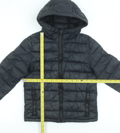 SoulCal Boys Black Hooded Puffer Jacket 7-8 Years Quilted Zip Coat