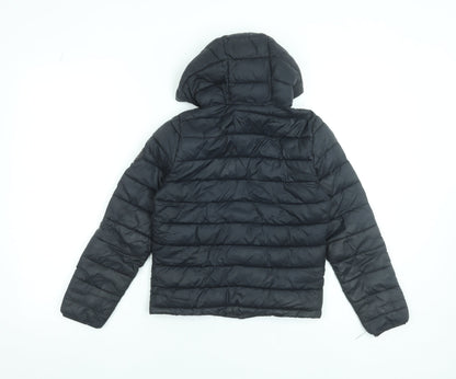 SoulCal Boys Black Hooded Puffer Jacket 7-8 Years Quilted Zip Coat