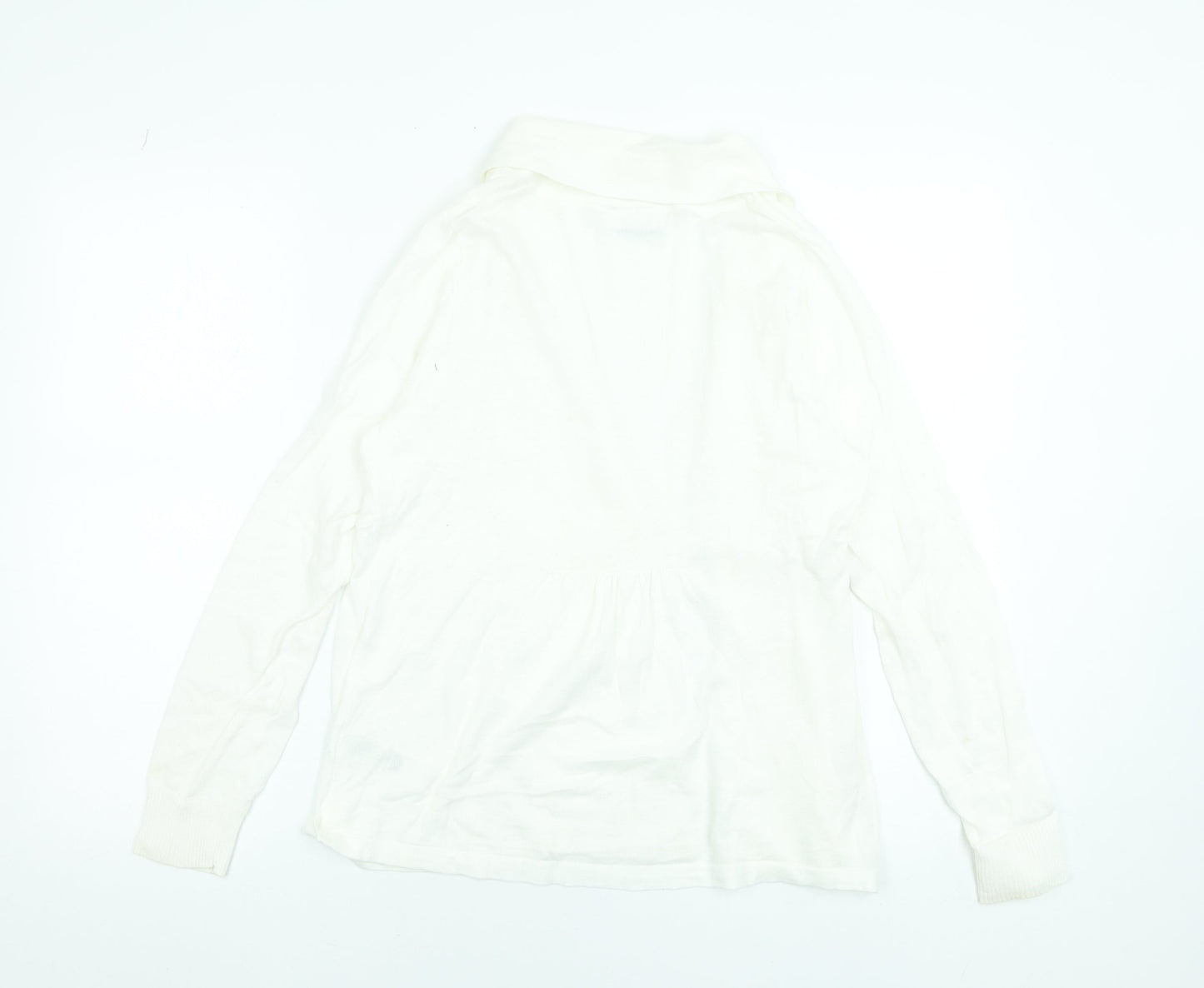 Wallis Women Ivory Cotton Long Sleeve Open Cardigan M