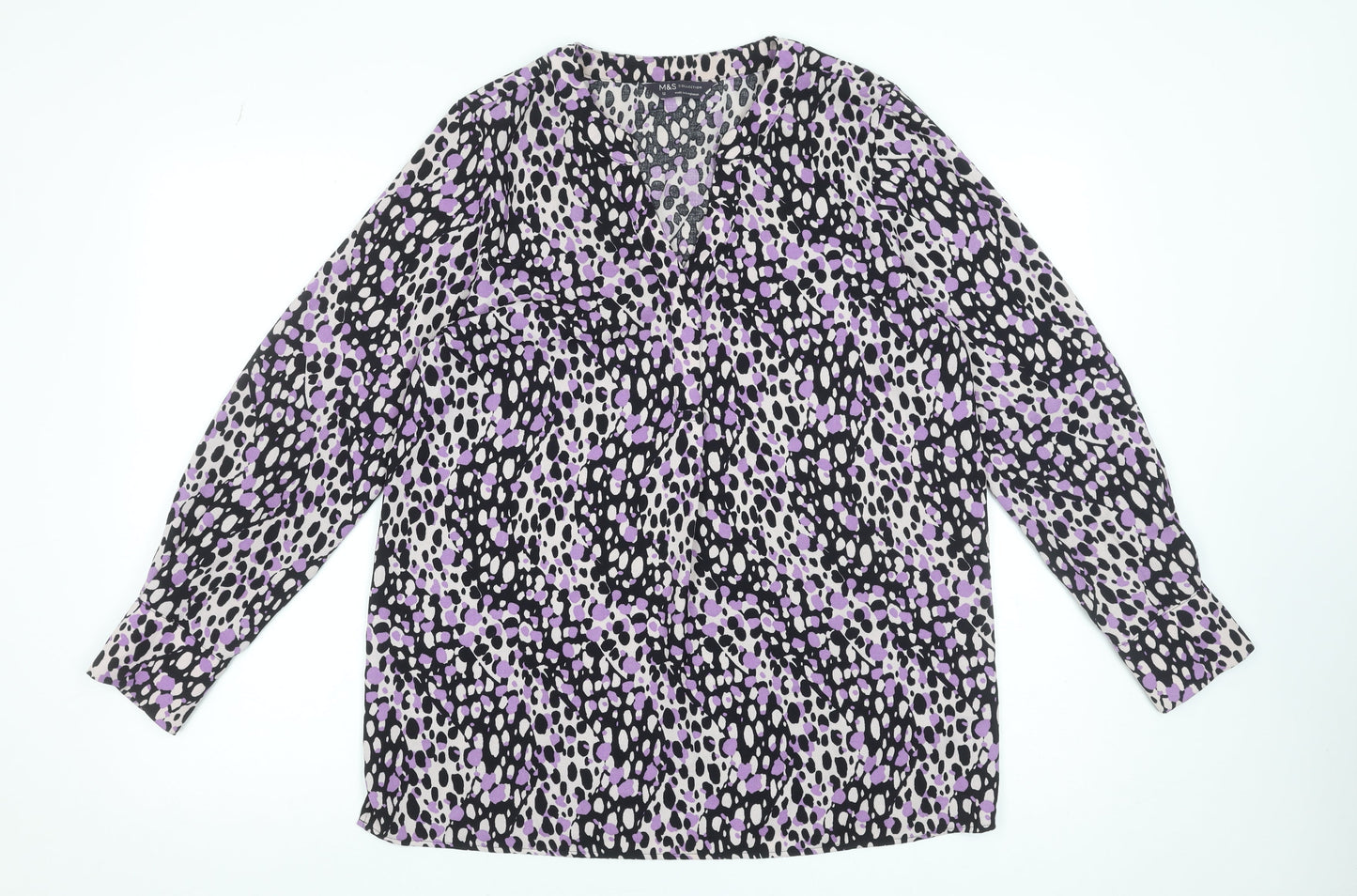 Marks and Spencer Women's Multicoloured Animal Print Long Sleeve Blouse Size 12