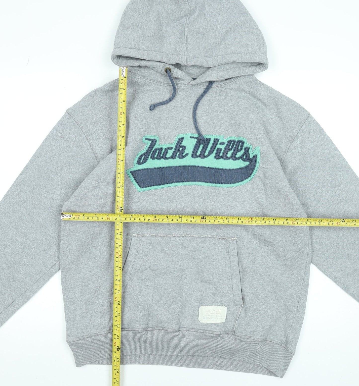 Jack Wills Men's Grey Pullover Hoodie Medium Embroidered Logo