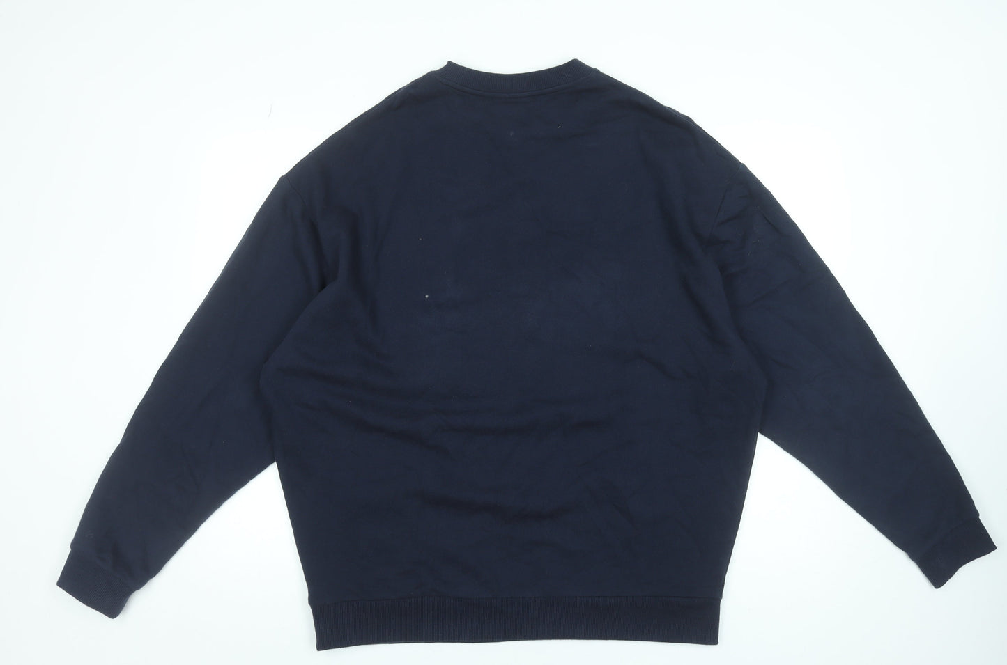 ASOS DESIGN Men’s Navy Blue L Pullover Cotton Sweatshirt Crew Neck
