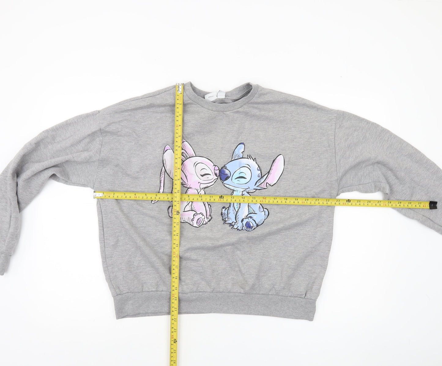 Disney Women’s Grey Stitch Sweatshirt Size 12/14 Crew Neck Pullover