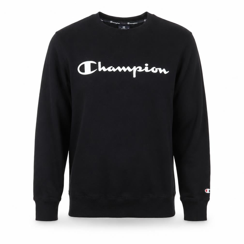Champion Men's Black Small Crew Neck Logo Pullover Sweatshirt
