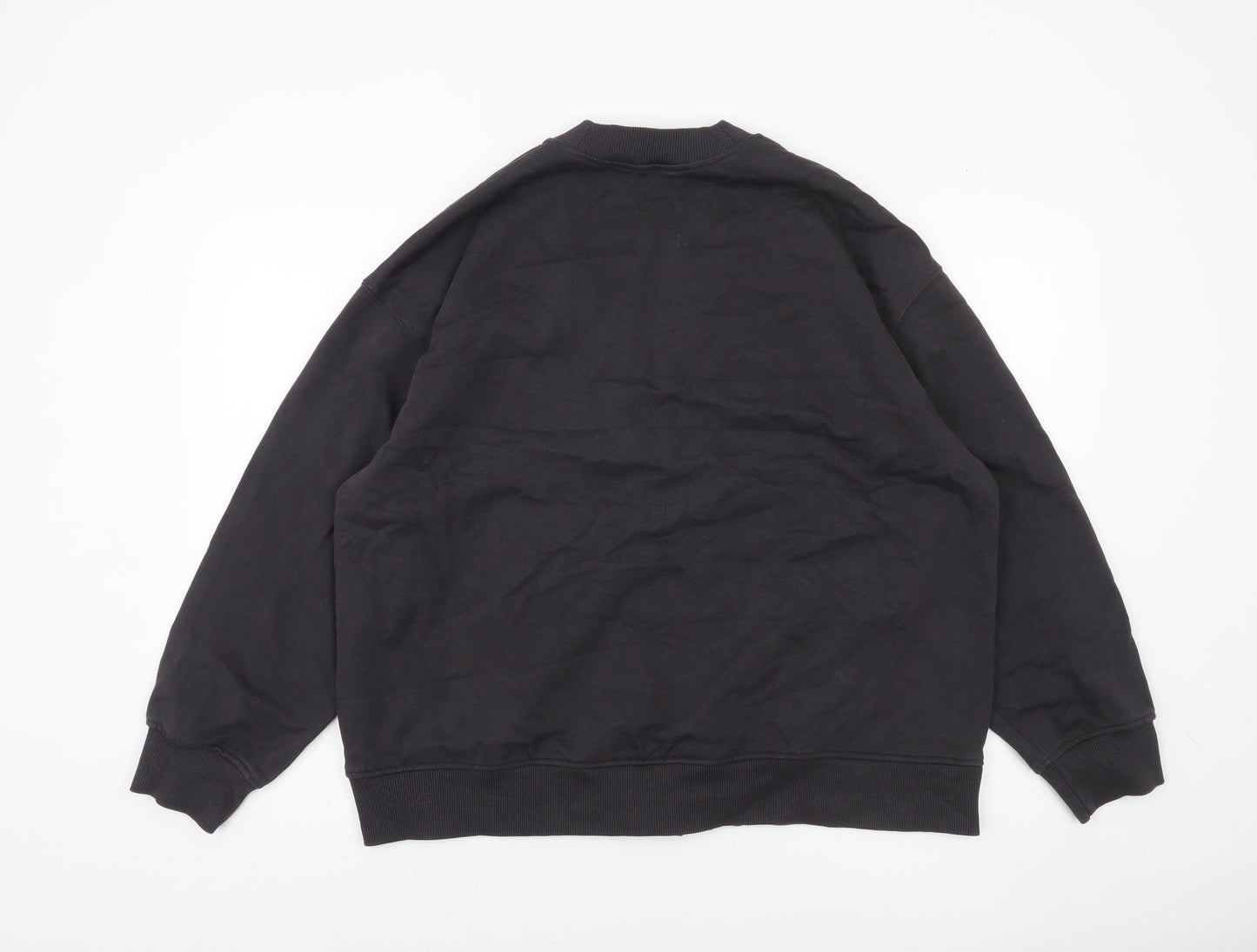 Zara Women Black Cotton Blend Varsity Jacket Size 12