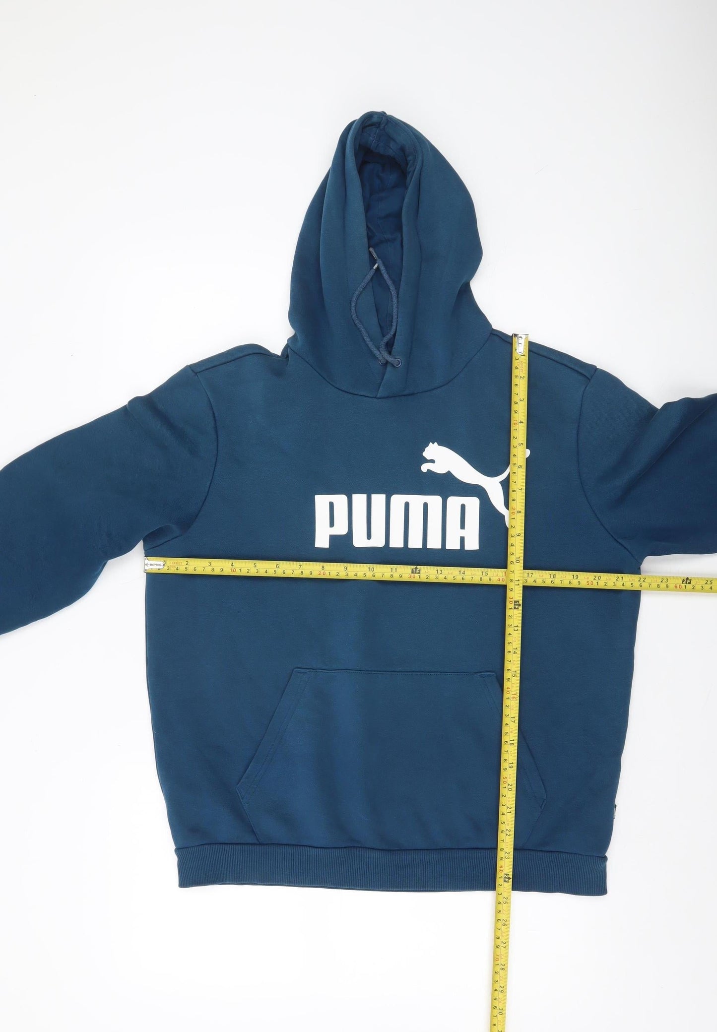 Puma Men's Blue Pullover Hoodie Size M Fleece Logo Sportswear