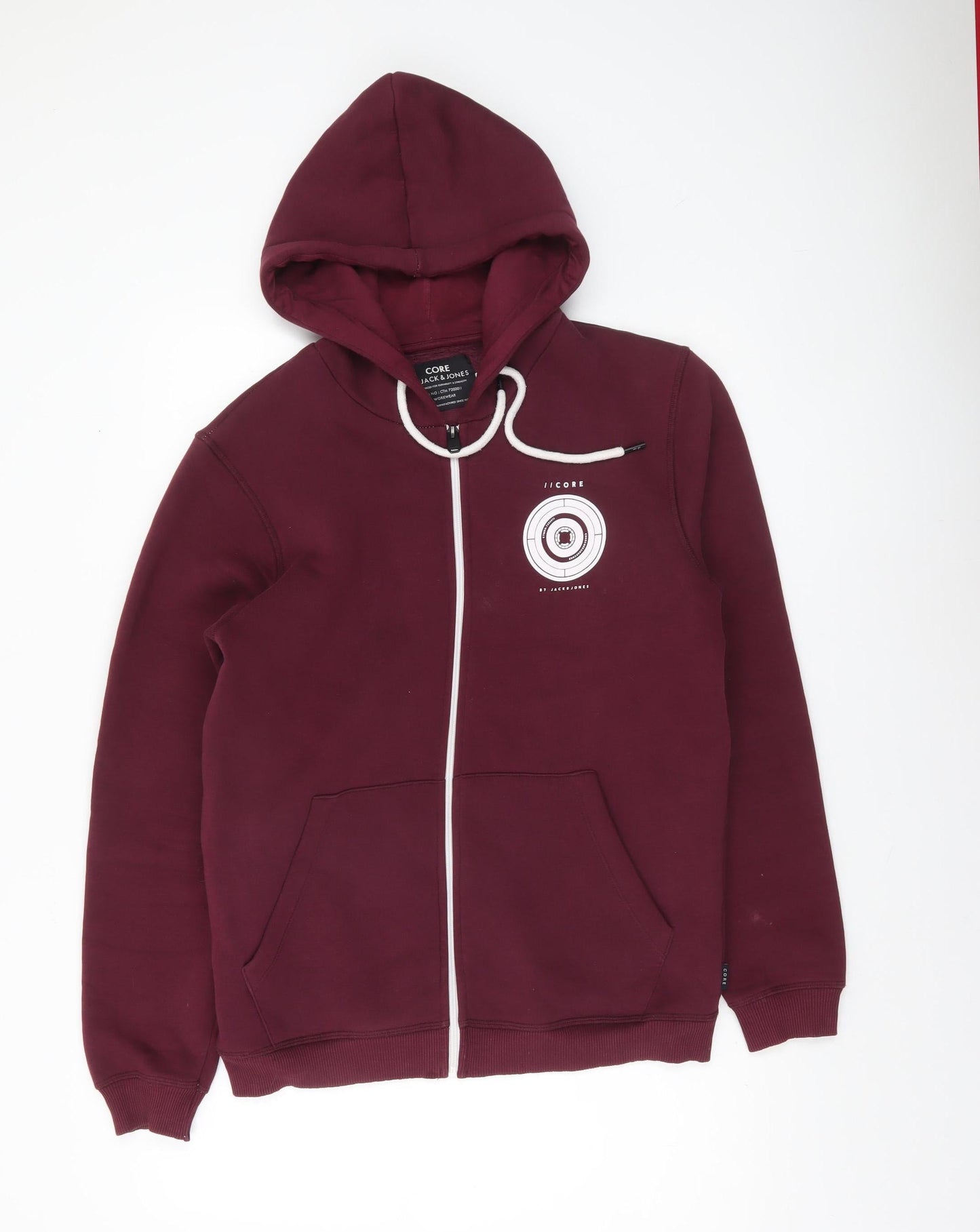 Jack & Jones Men's Red Full Zip Hoodie Size M