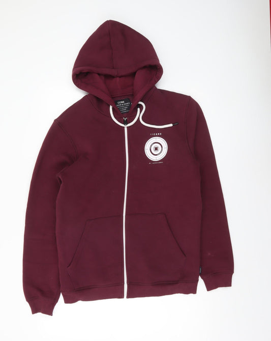 Jack & Jones Men's Red Full Zip Hoodie Size M